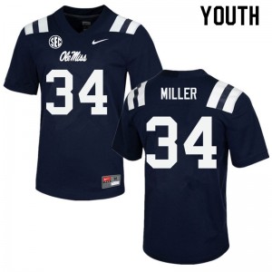 Youth Bobo Miller Navy Ole Miss College Football #34 Jersey 670165-283