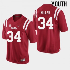 Youth Bobo Miller Red Ole Miss College Football #34 Jersey 186422-698