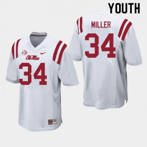 Youth Bobo Miller White Rebels College Football #34 Jersey 155205-784