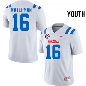 Youth Braden Waterman White Rebels 2024 New College Football #16 Jersey 203240-996