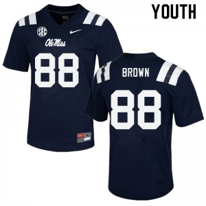 Youth Bralon Brown Navy University of Mississippi College Football #88 Jersey 983392-622
