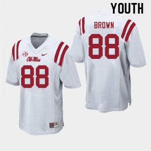Youth Bralon Brown White Rebels College Football #88 Jersey 450982-101