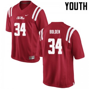 Youth Brandon Bolden Red Ole Miss College Football #34 Jersey 987795-411