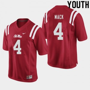Youth Brandon Mack Red Ole Miss College Football #4 Jersey 382431-727