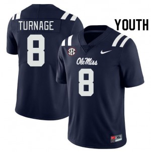 Youth Brandon Turnage Navy Rebels College Football #8 Jersey 519775-495