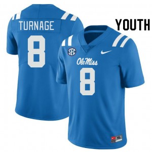 Youth Brandon Turnage Powder Blue Rebels College Football #8 Jersey 623184-195