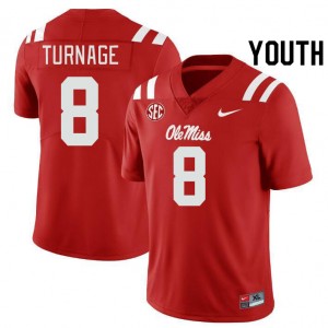 Youth Brandon Turnage Red Ole Miss Rebels College Football #8 Jersey 941619-588