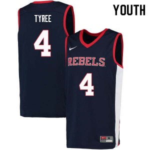 Youth Breein Tyree Navy University of Mississippi College Basketball #4 Jersey 799102-705