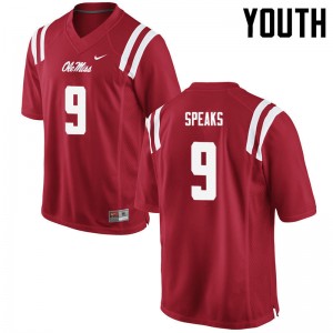 Youth Breeland Speaks Red University of Mississippi College Football #9 Jersey 279180-545