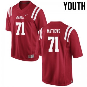 Youth Bryce Mathews Red Ole Miss Rebels College Football #71 Jersey 517662-948