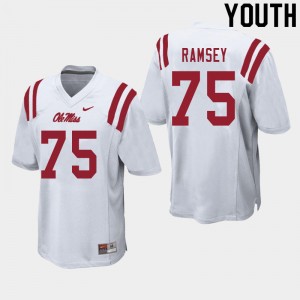 Youth Bryce Ramsey White Ole Miss College Football #75 Jersey 680680-158