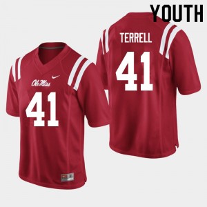 Youth C.J. Terrell Red Ole Miss Rebels College Football #41 Jersey 737235-167