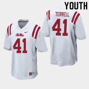 Youth C.J. Terrell White University of Mississippi College Football #41 Jersey 175486-789