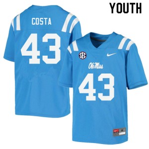 Youth Caden Costa Powder Blue University of Mississippi College Football #43 Jersey 717764-624