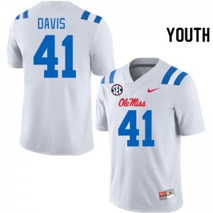 Youth Caden Davis White Rebels 2024 New College Football #41 Jersey 109383-448