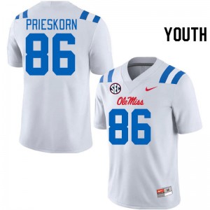 Youth Caden Prieskorn White Ole Miss 2024 New College Football #86 Jersey 849711-285