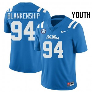 Youth Caleb Blankenship Powder Blue University of Mississippi College Football #94 Jersey 642664-249