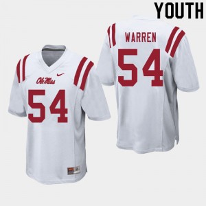 Youth Caleb Warren White Rebels College Football #54 Jersey 638812-167