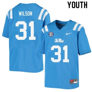 Youth Calvin Wilson Powder Blue Ole Miss College Football #31 Jersey 458112-203