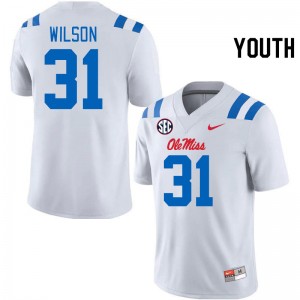 Youth Calvin Wilson White Ole Miss Rebels 2024 New College Football #31 Jersey 617842-744