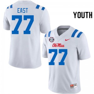 Youth Cam East White Rebels 2024 New College Football #77 Jersey 655011-243