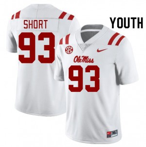 Youth Carter Short White Ole Miss Rebels College Football #93 Jersey 923566-462