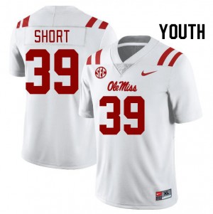 Youth Carter Short White Ole Miss Rebels College Football #39 Jersey 186493-382