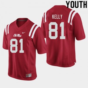 Youth Casey Kelly Red Ole Miss College Football #81 Jersey 483654-154