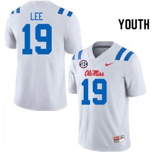 Youth Cayden Lee White Ole Miss Rebels 2024 New College Football #19 Jersey 636230-494