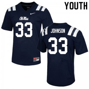 Youth Cedric Johnson Navy Ole Miss College Football #33 Jersey 413243-979