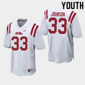 Youth Cedric Johnson White University of Mississippi College Football #33 Jersey 293986-869