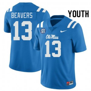 Youth Cedrick Beavers Powder Blue Ole Miss College Football #13 Jersey 914997-964