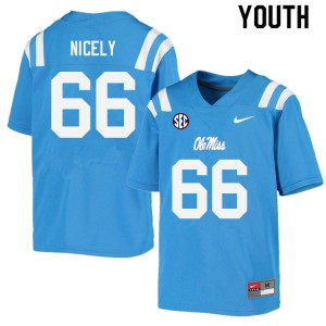 Youth Cedrick Nicely Powder Blue University of Mississippi College Football #66 Jersey 907771-810