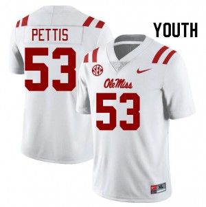 Youth Cephas Pettis White University of Mississippi College Football #53 Jersey 348607-538