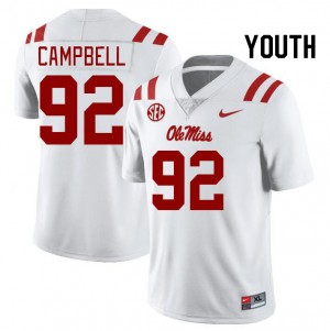 Youth Chamberlain Campbell White University of Mississippi College Football #92 Jersey 950420-633