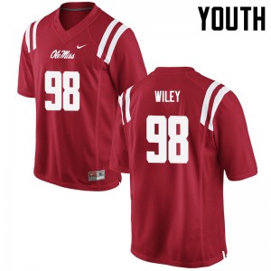 Youth Charles Wiley Red University of Mississippi College Football #98 Jersey 430694-981