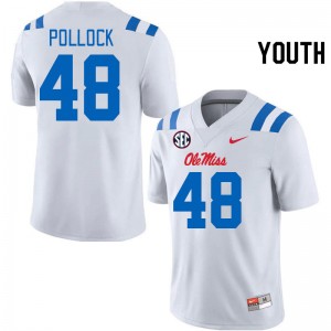 Youth Charlie Pollock White University of Mississippi 2024 New College Football #48 Jersey 963087-306