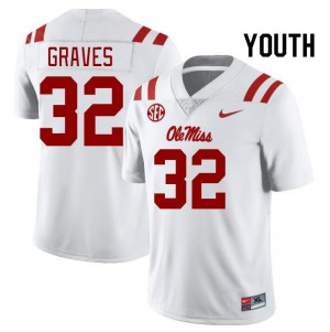 Youth Chris Graves White Ole Miss Rebels College Football #32 Jersey 853380-277