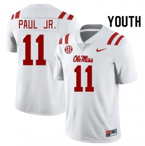 Youth Chris Paul Jr. White Ole Miss College Football #11 Jersey 923768-476