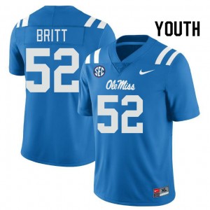 Youth Christian Britt Powder Blue Ole Miss College Football #52 Jersey 174468-225