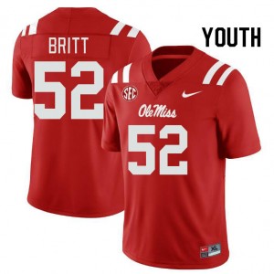 Youth Christian Britt Red Ole Miss Rebels College Football #52 Jersey 302290-908