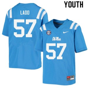 Youth Clayton Ladd Powder Blue Rebels College Football #57 Jersey 735875-725