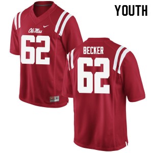 Youth Cole Becker Red Ole Miss College Football #62 Jersey 199090-326