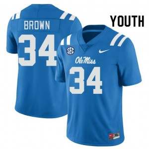 Youth Cooper Brown Powder Blue Ole Miss College Football #34 Jersey 713808-153