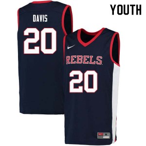 Youth D.C. Davis Navy University of Mississippi College Basketball #20 Jersey 597160-827