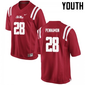 Youth DVaughn Pennamon Red Ole Miss College Football #28 Jersey 353571-193