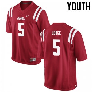 Youth DaMarkus Lodge Red Rebels College Football #5 Jersey 445710-655