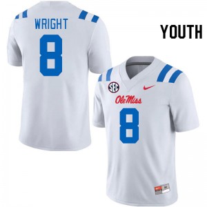 Youth Dae'Quan Wright White Ole Miss 2024 New College Football #8 Jersey 571790-312