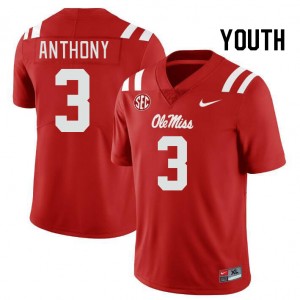 Youth Daijahn Anthony Red Rebels College Football #3 Jersey 668429-819
