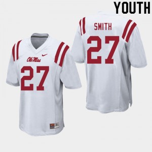 Youth Dallas Smith White University of Mississippi College Football #27 Jersey 301647-292
